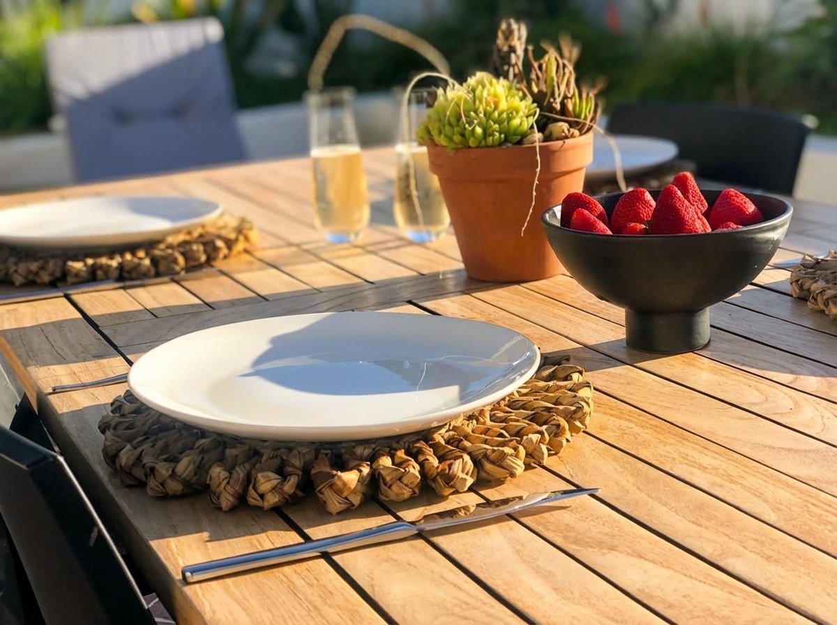 Beautifully set dining table in the cottage